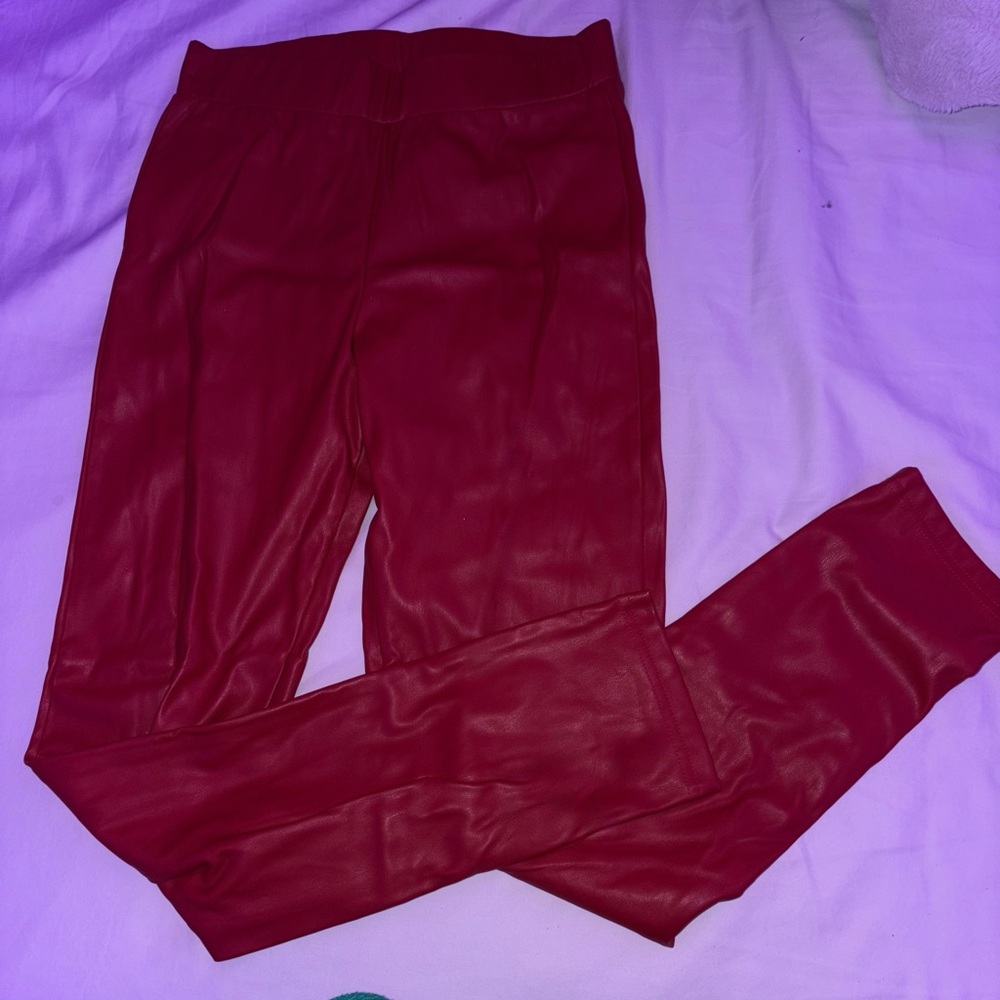 Red Faux Leather Leggings